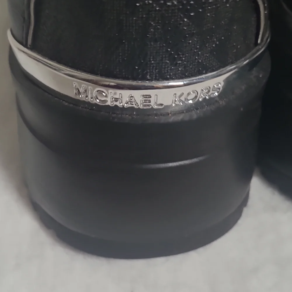 Michael Kors Black and Silver Sneakers with Metallic Accents - Picture 4 of 11